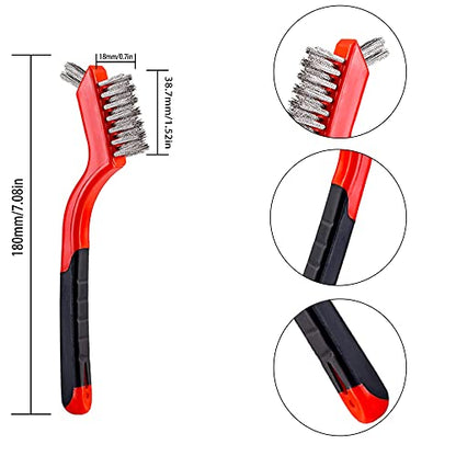 Wire Scratch Brush Set Soft Grip for Rust, Dirt & Paint Scrubbing with Deep Cleaning (18, 18PCS - Stainless Steel Wire) - style: 18PCS - Stainless Steel Wire