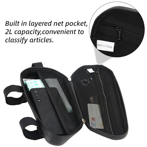 OUKENS Motorcycle Tail Bag, Universal EVA Hard Shell Triangle Waterproof Motorcycle Side Bag Bike Luggage Storage with Double Sealing Zippers, Black