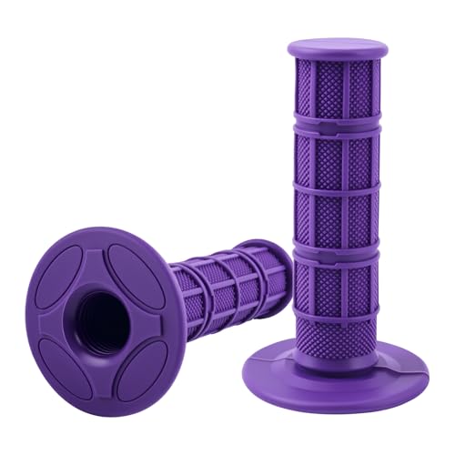 2PCS Anti Slip Motorcycle Grip,Rubber Motorcycle Handlebar Grips Kit with Left ID 7/8" Right ID 1",Universal 7/8 Handlebar Grips Motorcycles Accessories for E Bike Dirtbike ATV - color: Purple