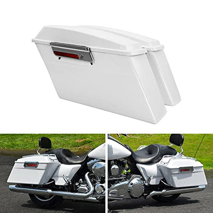 TCMT Hard Saddle bags Saddlebag Trunk & Liners Carpet Insert Fits For Harley Touring Road King Road Street Glide Ultra Classic FLHT FLHR FLHX 1994-2013 - color: White Chrome Latches#B