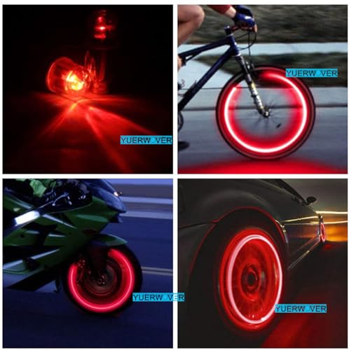 8 Pack LED Valve Stem Caps Lights for Car Tires Wheel Assemblies Light up Air Neon Bicycle Motorcycle Tyre Bike Truck Golf Cart for Kids Men Women(8 Red) - color: 8 Red