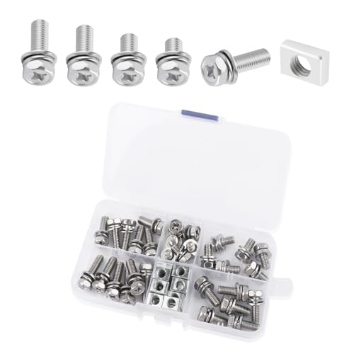 60PCS Motorcycle Battery Bolts and Nuts Kit M6x20/18/16/12/10mm,Stainless Steel Motorcycle Battery Terminal Bolts Kit,Essential Batteries Terminal Nuts for Scooter ATV Bike