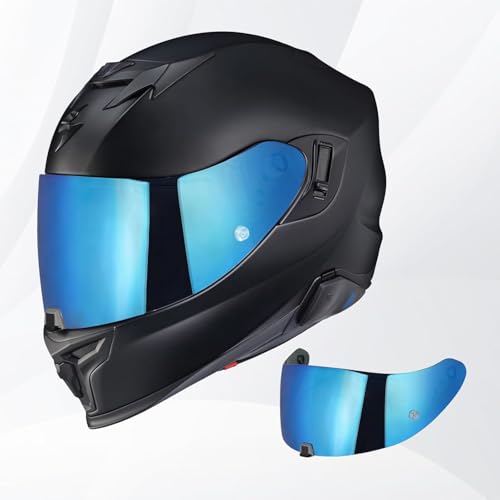 T520 Visor Full Face Helmet Shield Compatible with T520/ ST1400/ R1 Air Motorcycle Replacement Accessories (Chrome Blue) - color: Chrome Blue