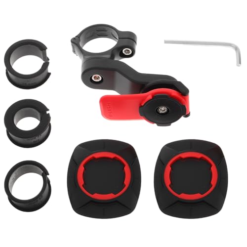 KALLORY Motorcycle Phone Mount with Universal Rear Shock Absorber Anti-Vibration Damper for Handlebar Smartphones, High Stability Bike and Scooter Phone Holder for Riding Use, Red 143a Set