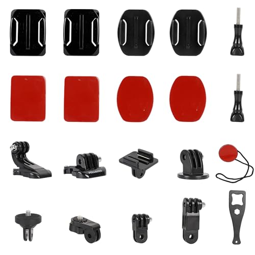 Universal Action Camera Accessory Kit for GoPro Hero 13 12 11 10 9 8 Go pro Max 2 Insta360 X5/X4/X3 DJI OSMO Action 6 5 Pro Pocket 4 3 360 Cam, Motorcycle Helmet Base Adhesive Tripod Adapter Mount