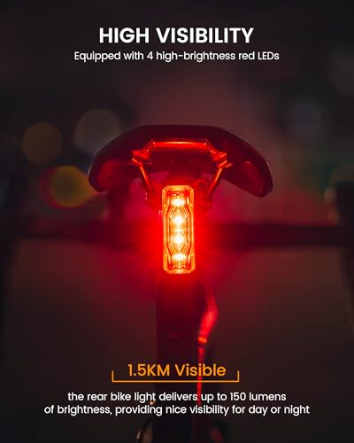 RAVEMEN TR150/TR250 Bike Tail Light, 280° Visible Bike Rear Light with Brake Detection and Auto On Off Feature, 3 Mounting Options - style: Tr150