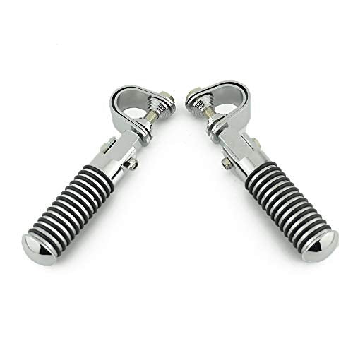 Motorcycle Footpegs Highway Pegs Adjustable Rubber Footrest 7/8" OR 1" Engine Guard Clamp Kit For Touring Road King Softail Dyna Universal (Chrome) - color: Chrome # 2