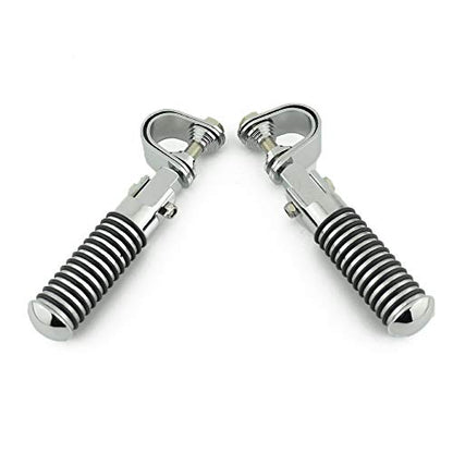 Motorcycle Footpegs Highway Pegs Adjustable Rubber Footrest 7/8" OR 1" Engine Guard Clamp Kit For Touring Road King Softail Dyna Universal (Chrome) - color: Chrome # 2