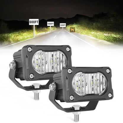 Muto-Beam LED Pods, 2PCS 3Inch LED Driving Light 40W Flood Offroad Lighting Small Cubes Backup Pods Reverse Lighting Ditch Lights Fog Lights for Truck ATV UTV Motorcycle SUV Boat Tractor - size: Flood