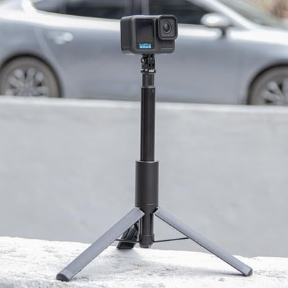 HSU Aluminum Alloy GoPro Tripod Mount Adapter for GoPro Hero 13/12/11/10/9/8/7/6, Mini 1/4-20 Metal Monopod Mount for AKASO Campark and Other Action Cameras (Black)