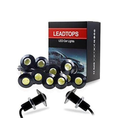 Eagle Eye LED Lights, 10-pack DIY 12V Ultra thin 23mm Eagle Eye Bulb Fog Tail DRL Daytime Running Lights White Kit for Car Motorcycle (White, Black) - color: White light -B