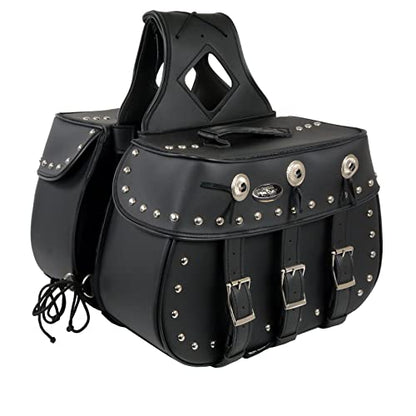 Milwaukee Leather Studded Throw-Over Motorcycle Saddlebags – Synthetic Leather – Universal Fit – Zip-Off - Large - color: SH652ZB-BLACK, size: Large
