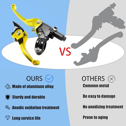 7/8inch 22mm Universal Motorcycle Clutch Brake Lever Folding Levers for 50/110/125/140/150cc Dirt Pit Bike SSR RFZ 125 DBX18/19 Xpro Coolster Thumpstar Baja Apollo (Gold) - color: Gold