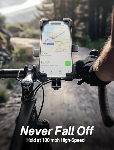 Delobon Bike Phone Holder Handlebar,Motorcycle Phone Mount,ATV Cell Phone Clamp,Scooter Phone Clip for iPhone 15 Pro Max14 13 12plus, Samsung S24Ultra S23 and More 4.7" to 7.0" inch Phone