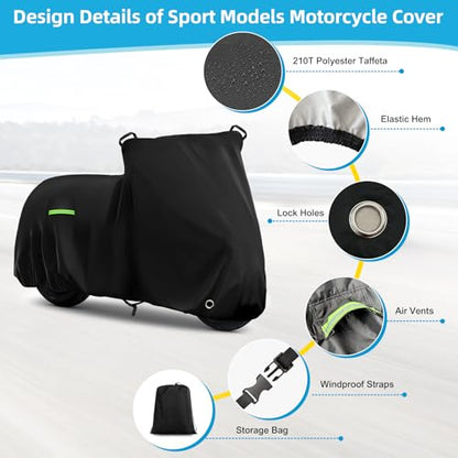 Motorcycle Cover Waterproof for Nightster/Nightster Special/Sportster S/Sporster 883/SuperLow, Heavy Duty Sun UV Rain Dust All Weather Protection Motorbike Cover with Soft Cotton Lining & Lock Hole - size: Nightster/Sportster