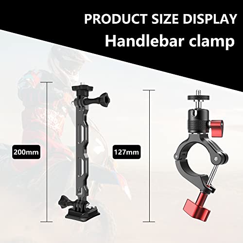 Action Cameras Mount Bundle for Motorcycle/Bicycle/Bike Handlebar | Aluminum Clamp Mounting Accessories for GoPro 13/12/11/10/9/8/7, for DJI Osmo Action 6/5Pro/4/3, for Insta360 X5 X4 X3