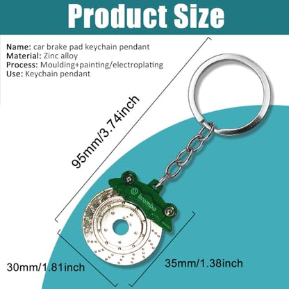 Parts Model Key Chains, Car Lovers Set, Metal Keyring, Universal Brake Rotor Keychain (K4-Green), 3.94*0.43 Inches - color: K4-green
