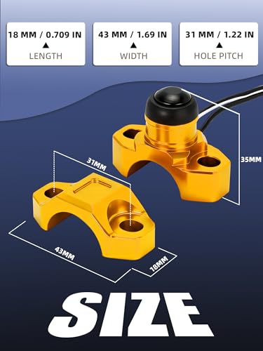 JFG RACING CNC Dirt Bike Engine Stop Start Kill Switch Button CNC with Mounting Backplate Universal for DR DRZ RM RMZ 125 250 450 650 - Yellow - color: Yellow, size: Medium