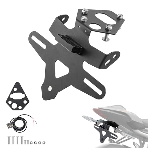 Motorcycle License Plate Bracket for Street Triple 765 R 765 RS 2020 2021 2022 2023 2024 2025 2026, Fender Eliminator With LED Light, Motorcycle Tail Tidy License Plate Holder Mount