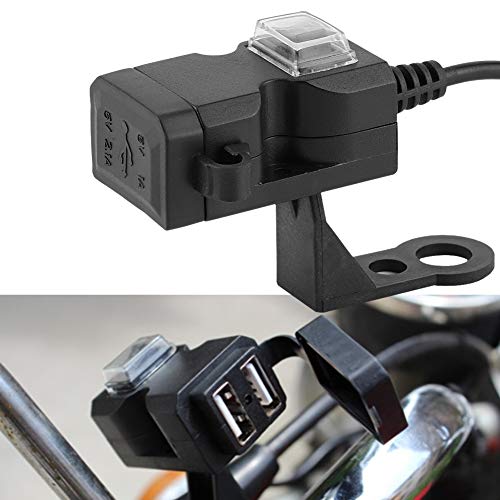 Motorbike Phone Mount, USB Port for Motorcycles, 12V Dual USB Port Motorcycle Charger Handlebar Charger 5V 1A / 2.1A Adapter Phone Power Outlet