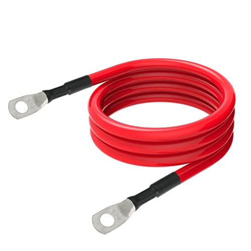 6 AWG Battery Cables 6 Gauge Battery Power Inverter Cable with 5/16 Inch Tinned Copper Lugs Both Ends for Solar Marine Boat RV Car Motorcycle 2 pcs (4FT) - size: 4FT