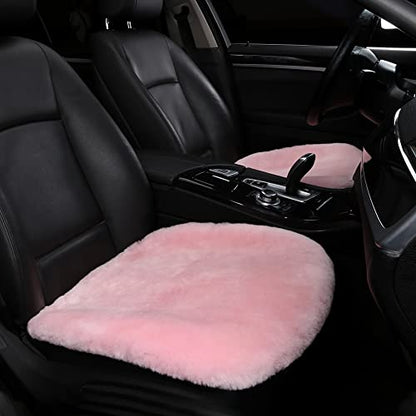 IRIWOOL Genuine Sheepskin Auto Seat Pad, Australian Soft Wool Seat Cover Breathable and Sweat-Wicking Comfort Warm Universal Fit,19.2 inch x19.2 inch (Front seat Cushion 1pc, Pink) - color: Pink, size: 1 Count (Pack of 1)