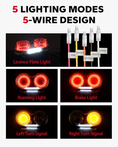 Amazicha Enhanced Motorcycle Tail Light, Motorcycle Brake Light, IP67 Waterproof Turn Signals Running Light with License Plate Bracket Fit for Street Bike Cruiser Chopper Bobber (Smoke, 90 Leds) - color: Smoke