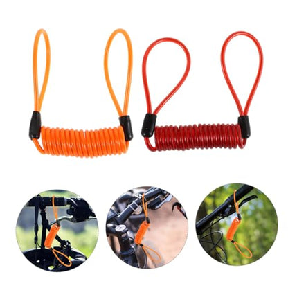 4pcs Motorcycle Brake Lock Reminder Cable Durable Security Wire Rope for Helmet Baggage Bike Accessories Lightweight Robust Theft Protection Red Orange