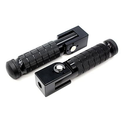 Universal Motorcycle Bicycle Folding Foot Pegs 90 Degree Foldable Electric Motorbike Ebike For Super73 S2/ZX/RX/R/S Passenger Footrests Rearsets Rear Set Footpegs foot Rest Pedals M8 Install Bolts - color: Black-Foldable