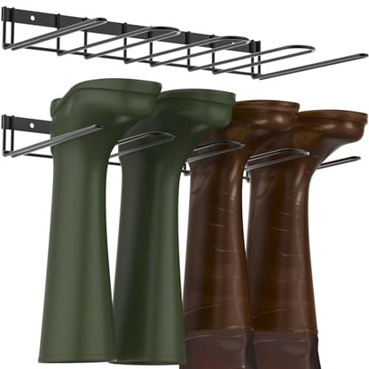 4-Pair Boot Rack Garage Boot Storage, Black Carbon Steel, Modern, Industrial, Fits Various Boots Waders, 16.4 x 9.6 x 9.6 inches, 20 lbs Load Capacity