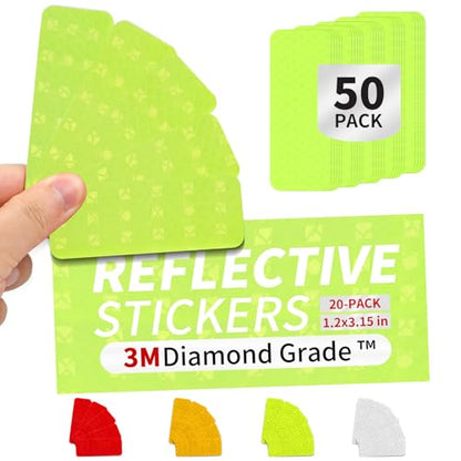 50 Pcs Super Reflection Reflective Stickers Made of 3M DG3, Yellow-Green Outdoor Waterproof Safety Reflective Tape for Car/Bike/Mailbox/Helmet/Truck - Safety Stickers Yellow-Green - color: Fluorescent Yellow-Green 50pcs