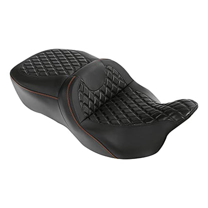 Hammock Seat River Seat Motorcycle Seat Cushion Fit For Harley Street Glide FLHX Road King 2009-2023 Road King Special FLHRXS 2017-2023 Ultra Limited FLHTK 2014-2023 - color: A Style Red + Passenger Backrest
