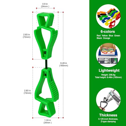 Glove Clips for Work Glove Holders - color: Double Zclip-green Bd-aj124-6pcs