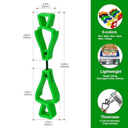 Glove Clips for Work Glove Holders - color: Double Zclip-green Bd-aj124-6pcs