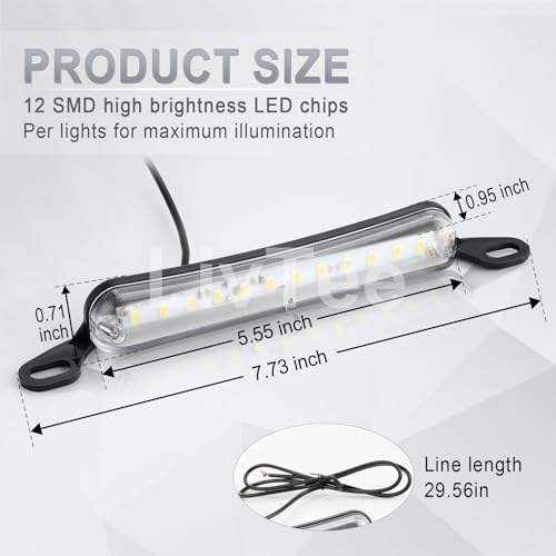 LivTee License Plate LED Light, Extremely Bright Assembly for Trailer UTV ATV Truck RV Boat, Xenon White(6000K) - color: Xenon White