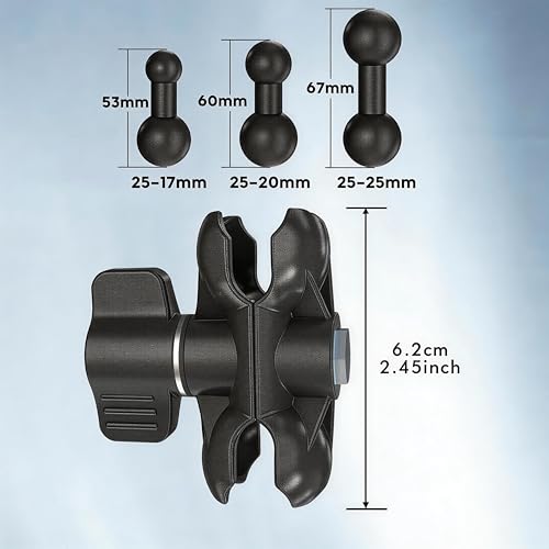 3-Pack Ball Adapter Set for RAM Mounts B Size: 1 inch to 1 inch/20/17mm, Compatible with Garmin GPS, Phone Mounts, Car/Motorcycle/Camera (2.45” Ball Mount Arm) - style: 2.45” Ball Mount Arm+1inch-1inch/20/17mm Adapter