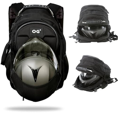 OG Original CityRunner Motorcycle Backpack, Waterproof, Expandable, 30-35L, Motorbike Helmet Bag, Helmet Strap, Large Capacity, Laptop Rucksack, Reflective, USB - style: Cityrunner