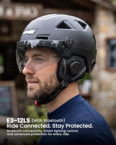 ILM Smart Adult Bike Helmet with Automatic G-Sensor Turn Signal & Brake Warning LED Light Control Road Cycling Helmet E3-12LS - color: Bluetooth Matte Black, size: Small-Medium
