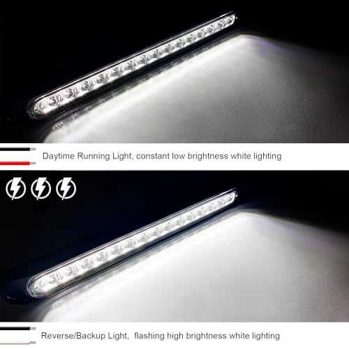 PSEQT 10" 15 LED Trailer Identification Light Led Running Reverse Backup Tail Light Bar Strip White Truck Rear Side Marker Lights Waterproof - color: White