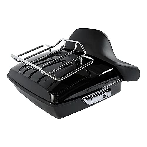 TCMT Chopped Motorcycle Trunk Box Backrest Mounting Luggage Rack Fit For Harley Touring 1997-2008 Road King Road Street Electra Glide Pack - color: Set B3 Chrome Latches#Chrome Rack
