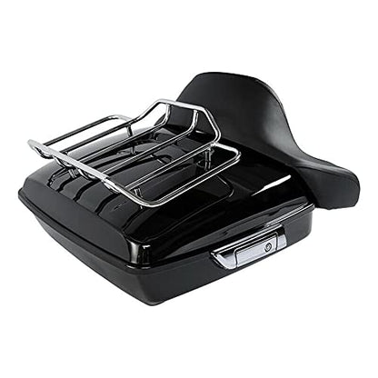 TCMT Chopped Motorcycle Trunk Box Backrest Mounting Luggage Rack Fit For Harley Touring 1997-2008 Road King Road Street Electra Glide Pack - color: Set B3 Chrome Latches#Chrome Rack