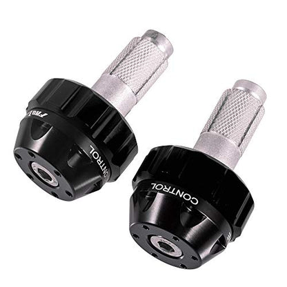 Throttle Lock Cruise Control Grip Ends Handlebar Plugs Sliders for 22mm Motorcycle Handlebar with 14mm/18mm Inner Diameter or with M6 Screw Holes (Black) - color: Black