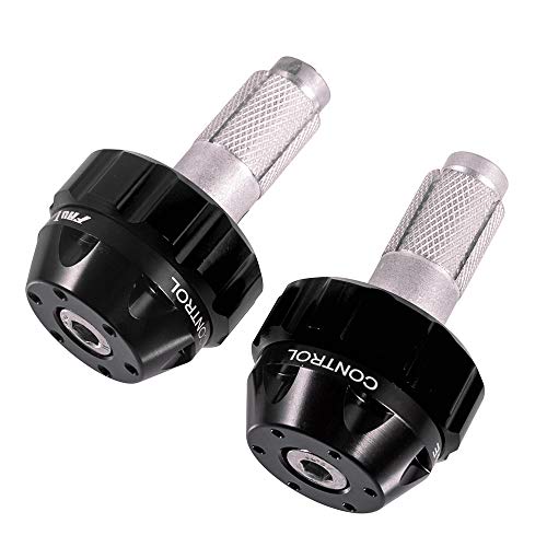 Throttle Lock Cruise Control Grip Ends Handlebar Plugs Sliders for 22mm Motorcycle Handlebar with 14mm/18mm Inner Diameter or with M6 Screw Holes (Black) - color: Black