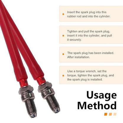 Universal Car Spark Plug Socket, Flexible Rubber Spark Plug Puller with Double-ended Sleeve, Reusable Removal & Installation Stick, Portable Tool for Cars Motorcycles (Red)