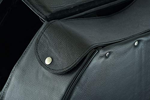 Motorcycle 2 Pc Throw over Concealed carry gun pocket Genuine Leather Zip Off Saddlebag Flame Blk