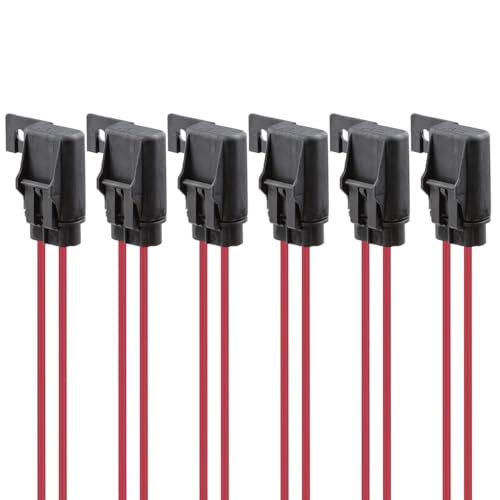 6 Pack Inline Fuse Holder 30 AWG 12 Gauge Waterproof 30A Blade Fuse Holder with Cover for Vehicle, Marine, Heavy Duty Bus Power System