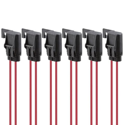 6 Pack Inline Fuse Holder 30 AWG 12 Gauge Waterproof 30A Blade Fuse Holder with Cover for Vehicle, Marine, Heavy Duty Bus Power System