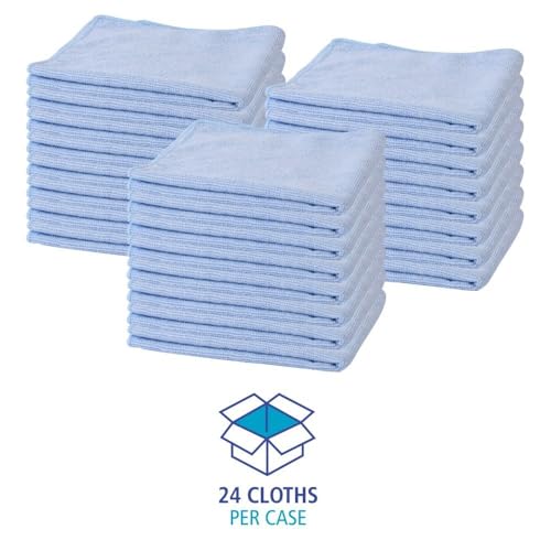 Boardwalk Microfiber Cleaning Cloths, 16 x 16, Blue, 24/Pack