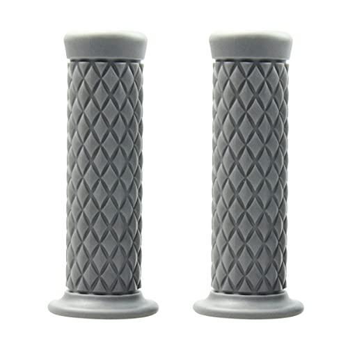 Motorcycle Hand Grips, Non Slip Rubber Bar for 7/8" 22mm/24mm Handles, Vintage Motorbike Thruster Grip, Handlebar for Hand Comfort, Universal for Motocross Scooter Dirt Bike, Open End (Gray) - color: Gray