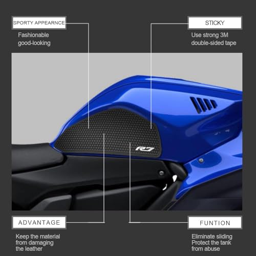 for YZF R7 YZF r7 2025 2024 2023 2022 2021 Accessories Fuel Tank Pads Protect Motorcycle Fuel Tank Stickers Fuel Tank Protection Pads Knee Anti-Slip Pads Fuel Tank Grips Tank Pads（Blue） - color: Blue